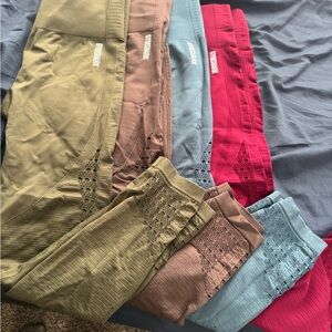 Gymshark Women's Leggings - Olive, Brown, Blue, Red